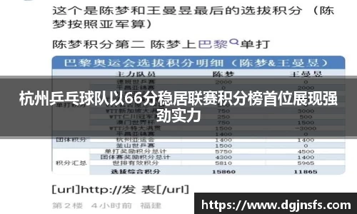杭州乒乓球队以66分稳居联赛积分榜首位展现强劲实力
